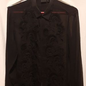 Sheer Black Button Up Shirt